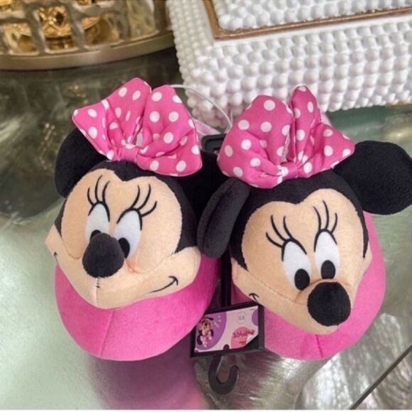 NWT Minnie Mouse Disney  Girls 3D Minnie Head Sock Top Slippers Size 9/10 - Picture 10 of 10